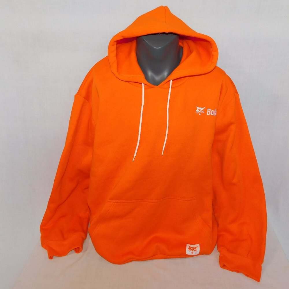 Bobcat Construction Equipment Mowers Men 2XL XXL Orange Hoodie hooded Sweatshirt